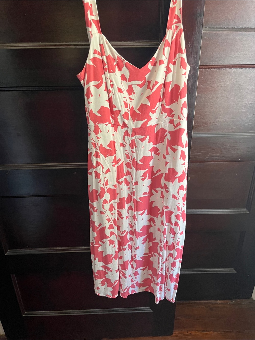 Market & Spruce Coral and White Floral Midi Dress